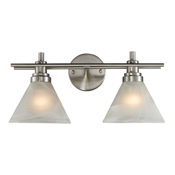 Pemberton 1 Light Vanity In Brushed Nickel And Marbelized White Glass