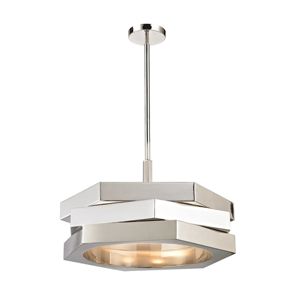 Facet 3 Light Pendant In Polished Nickel
