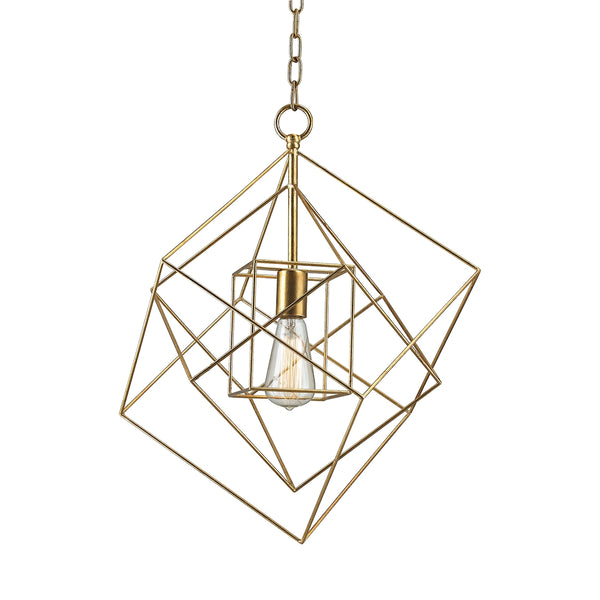 Neil 1 Light Box Pendant In Gold Leaf - Small