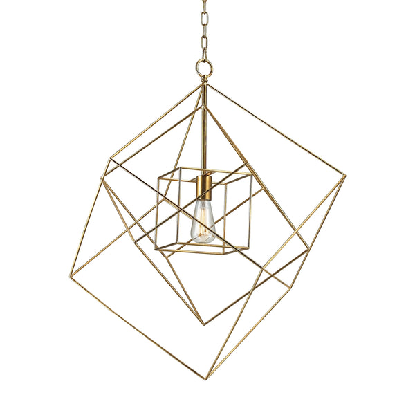 Neil 1 Light Box Pendant In Gold Leaf - Large