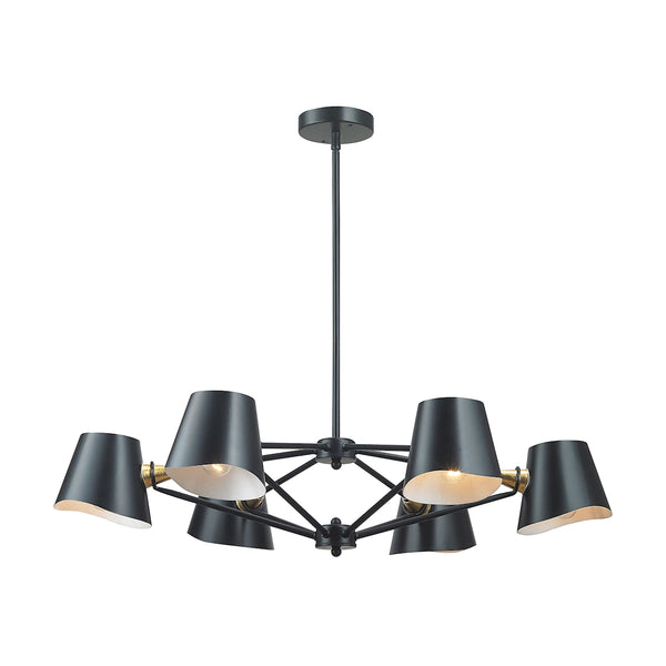 Webre 6 Light Chandelier In Matte Black And Gold Leaf