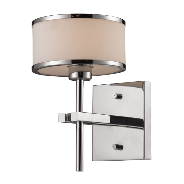 Utica 1 Light Vanity In Polished Chrome And White Glass