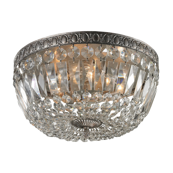 Flushmounts 4 Light Flushmount In Sunset Silver And Clear Crystal Glass