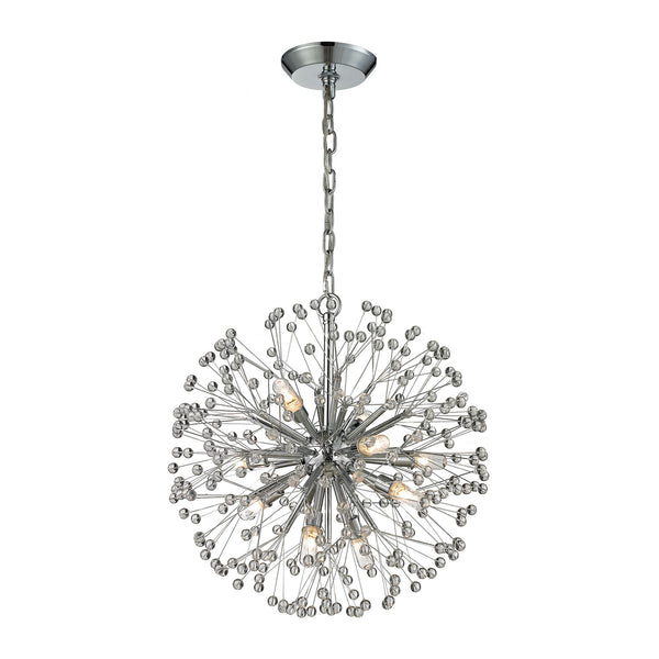 Starburst 9 Light Chandelier In Polished Chrome And Crystal