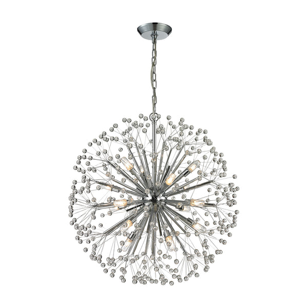Starburst 16 Light Chandelier In Polished Chrome And Crystal