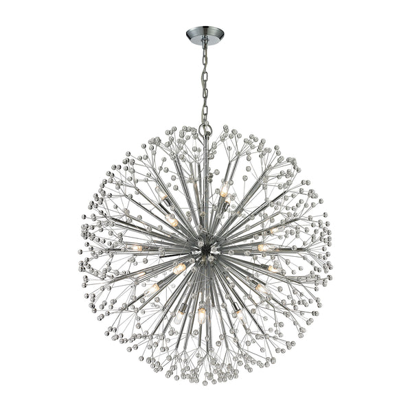 Starburst 19 Light Chandelier In Polished Chrome And Crystal