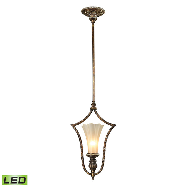 Allesandria 1 Light LED Pendant In Burnt Bronze And Weathered Gold Leaf