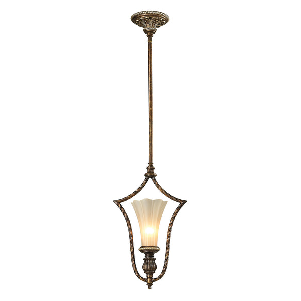 Allesandria 1 Light Pendant In Burnt Bronze And Weathered Gold Leaf