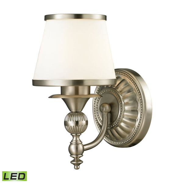 Smithfield 1 Light LED Vanity In Brushed Nickel And Opal White Glass