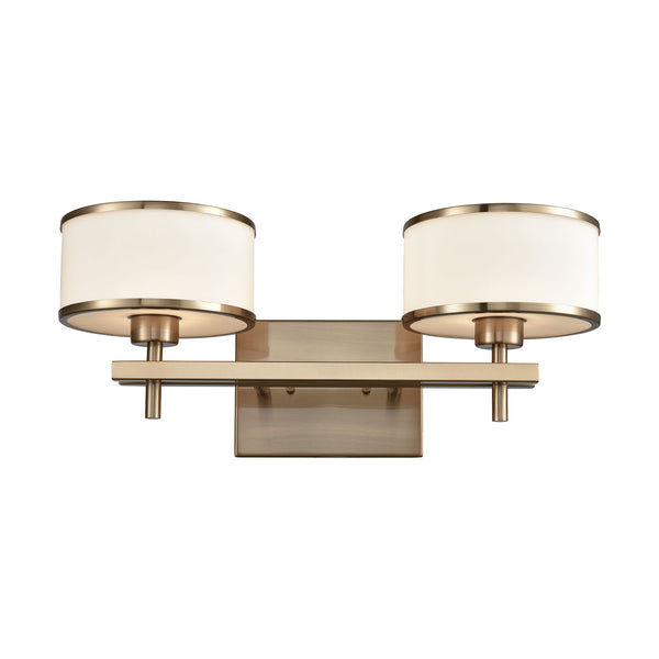 Utica 2 Light Vanity In Satin Brass With Opal White Glass