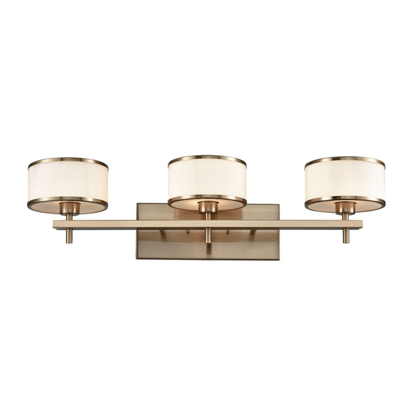 Utica 3 Light Vanity In Satin Brass With Opal White Glass