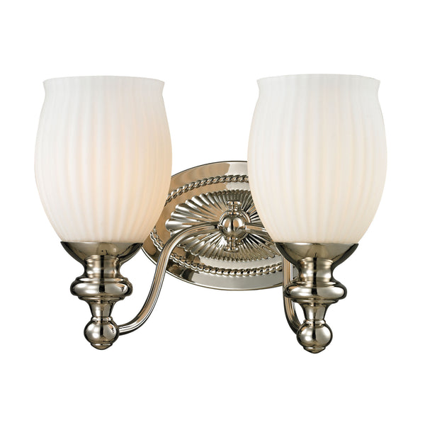 Park Ridge 2 Light Vanity In Polished Nickel And Reeded Glass
