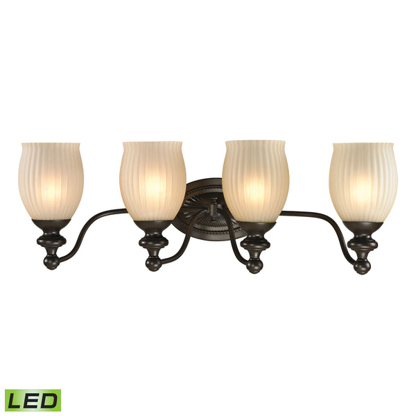 Park Ridge 4 Light LED Vanity In Oil Rubbed Bronze And Reeded Glass