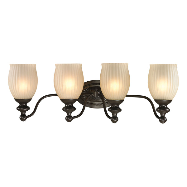 Park Ridge 4 Light Vanity In Oil Rubbed Bronze And Reeded Glass