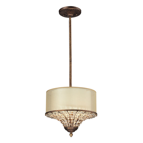 Crystal Spring 3 Light Pendant In Spanish Bronze