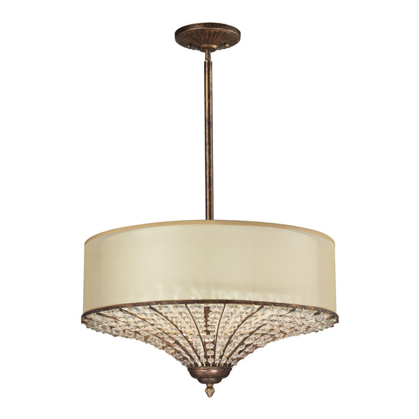 Crystal Spring 3 Light Pendant In Spanish Bronze