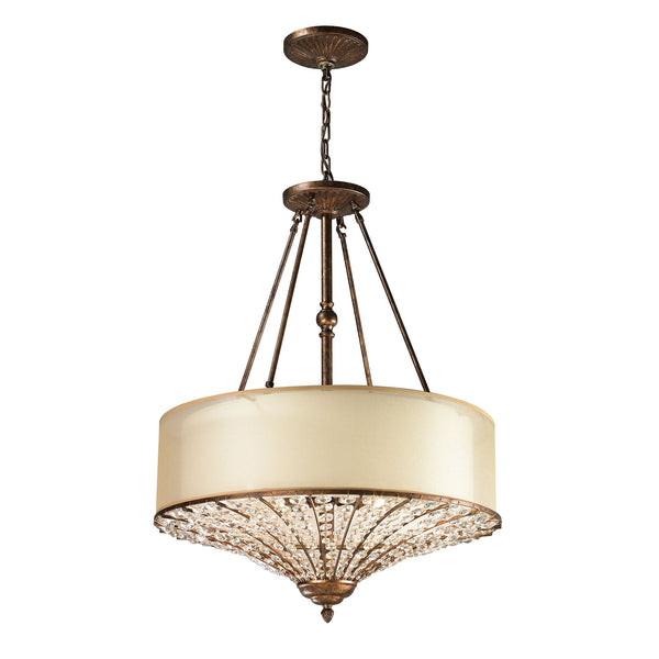 Crystal Spring 4 Light Pendant In Spanish Bronze