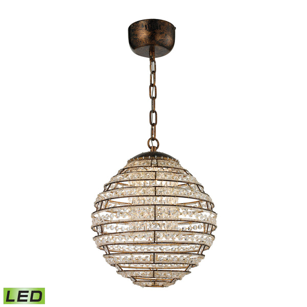 Crystal Sphere LED Light Pendant In Spanish Bronze