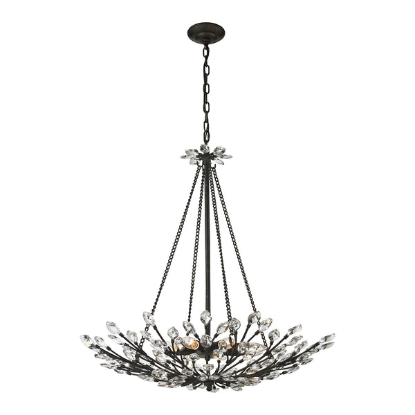 Crystal Branches 8 Light Pendant In Burnt Bronze