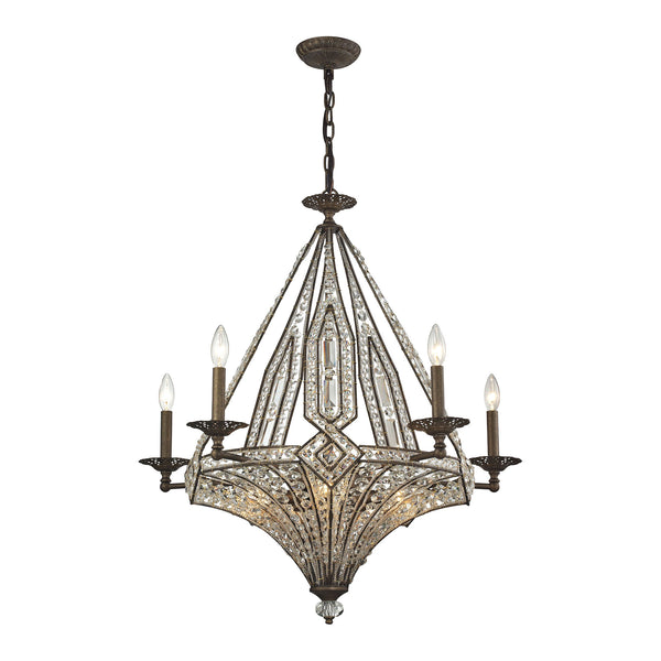Jausten 10 Light Chandelier In Antique Bronze