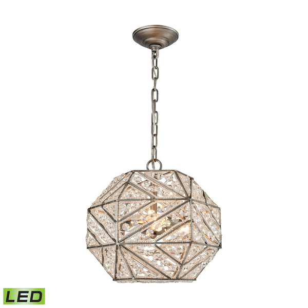 Constructs 3 Light LED Chandelier In Weathered Zinc