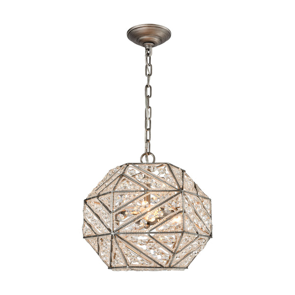 Constructs 3 Light Chandelier In Weathered Zinc