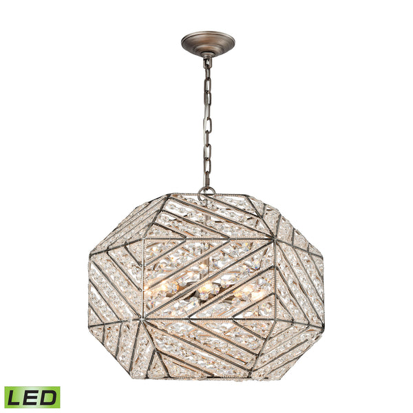 Constructs 8 Light LED Chandelier In Weathered Zinc