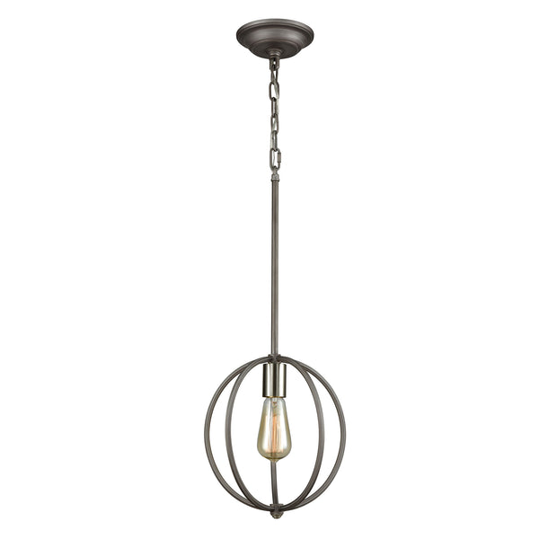 Stanton 1 Light Pendant In Weathered Zinc With Brushed Nickel Highlights - Includes Recessed Lighting Kit