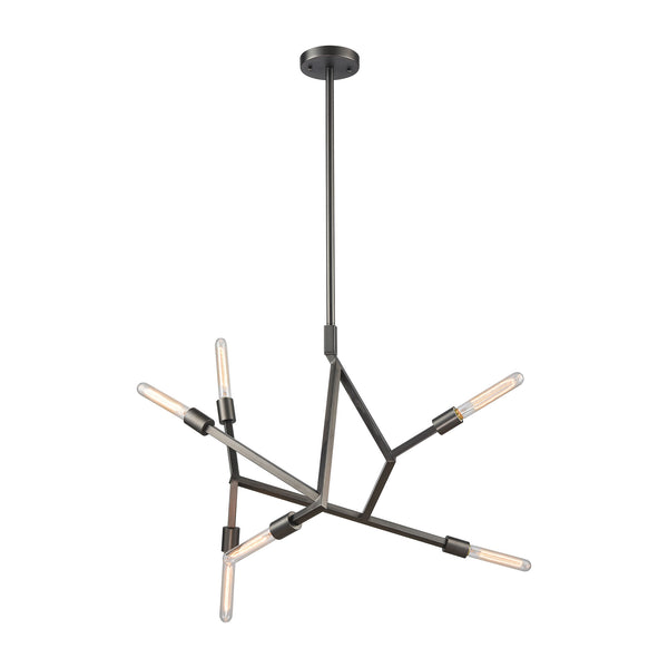 Freeform 6 Light Chandelier In Aged Black Nickel