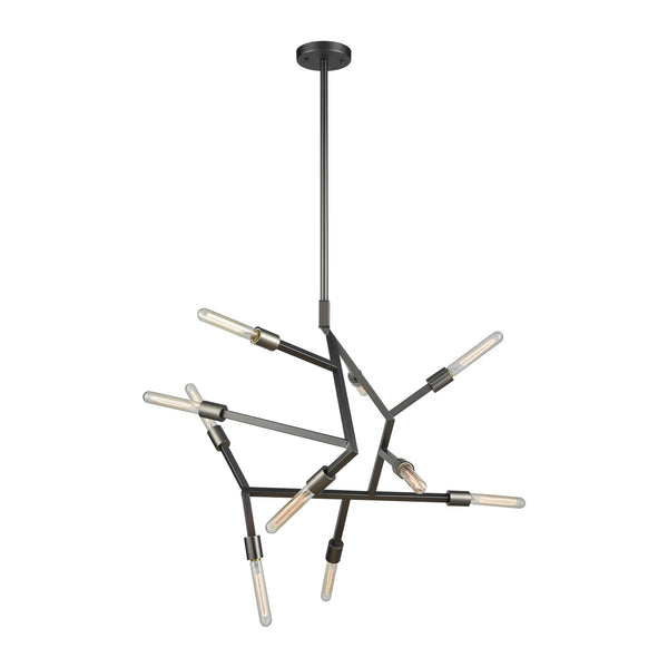 Freeform 10 Light Chandelier In Aged Black Nickel
