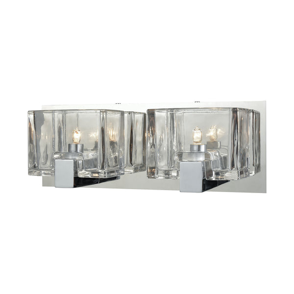 Ridgecrest 2 Light Vanity In Polished Chrome With Clear Cast Glass