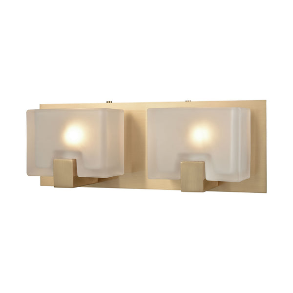 Ridgecrest 2 Light Vanity In Satin Brass With Frosted Cast Glass