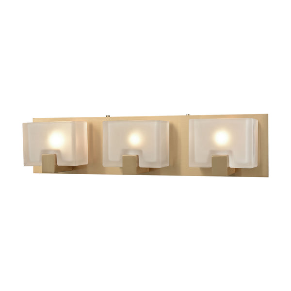 Ridgecrest 3 Light Vanity In Satin Brass With Frosted Cast Glass