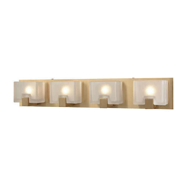 Ridgecrest 4 Light Vanity In Satin Brass With Frosted Cast Glass