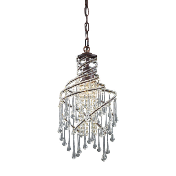 Elise 1 Light Pendant In Rust With Crystal Accents