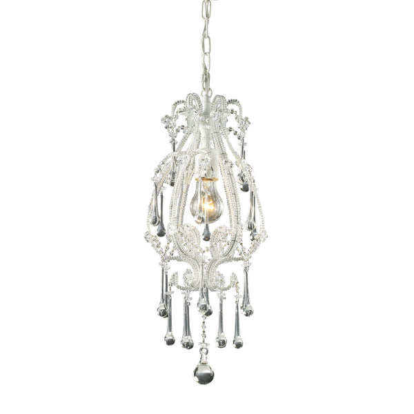 Opulence 1 Light Pendant In Antique White And Clear Crystal