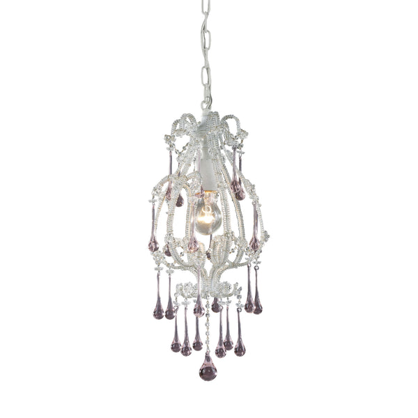 Opulence 1 Light Pendant In Antique White And Rose Crystal
