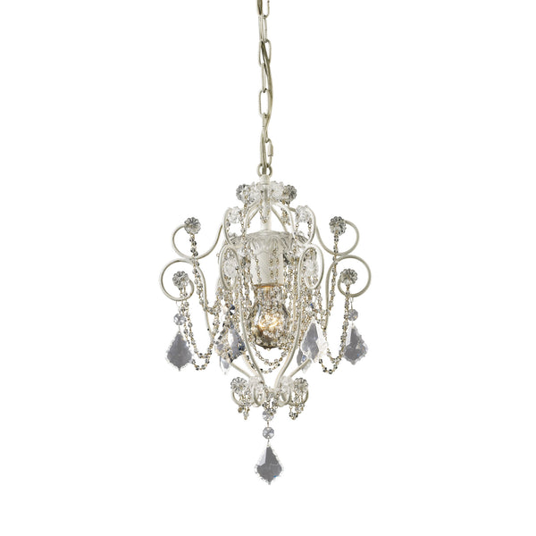 Elise 1 Light Chandelier In Antique White And Clear Crystal