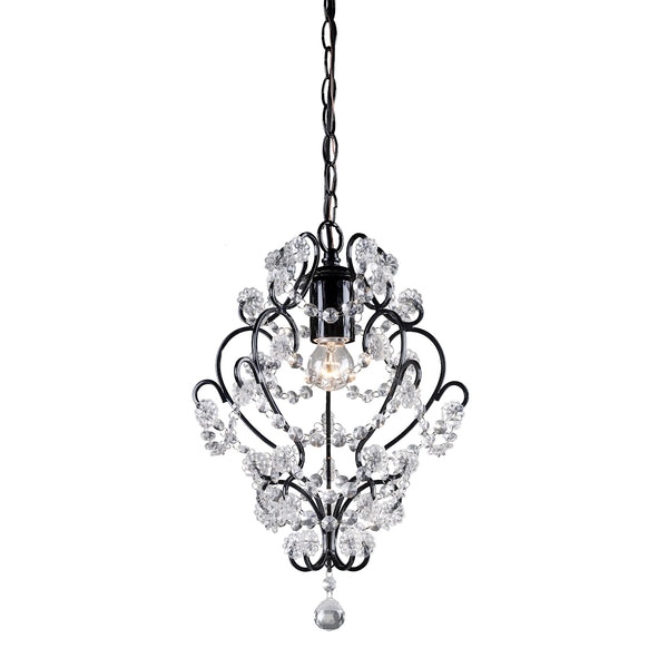 Black Framed And Clear Crystal Mini Pendant Lamp