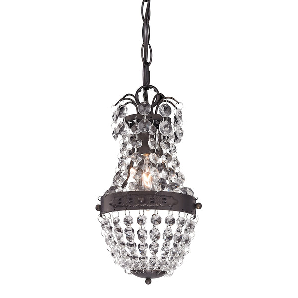 Camborne Clear Crystal Mini Pendant With Bronze Banding