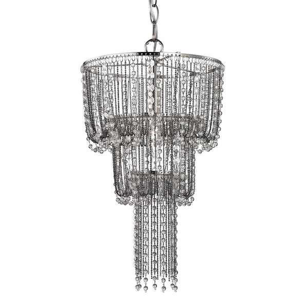 Beaded Mini Chandelier In Satin Nickel And Clear