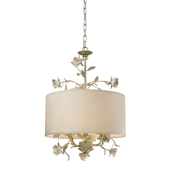 Pendelier 3 Light Pendant In Antique Cream And White