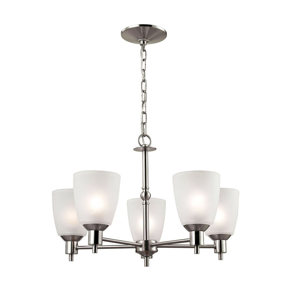 Jackson 5 Light EEF Chandelier In Brushed Nickel