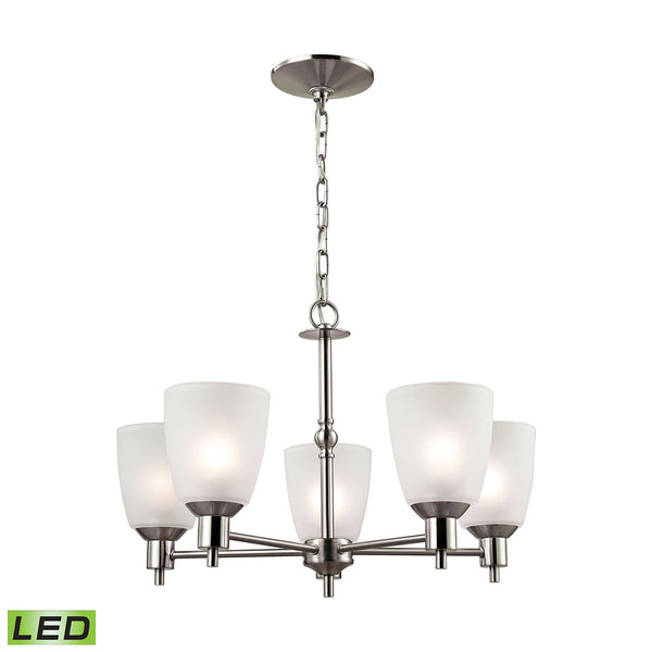 Jackson 5 Light LED Chandelier In Brushed Nickel