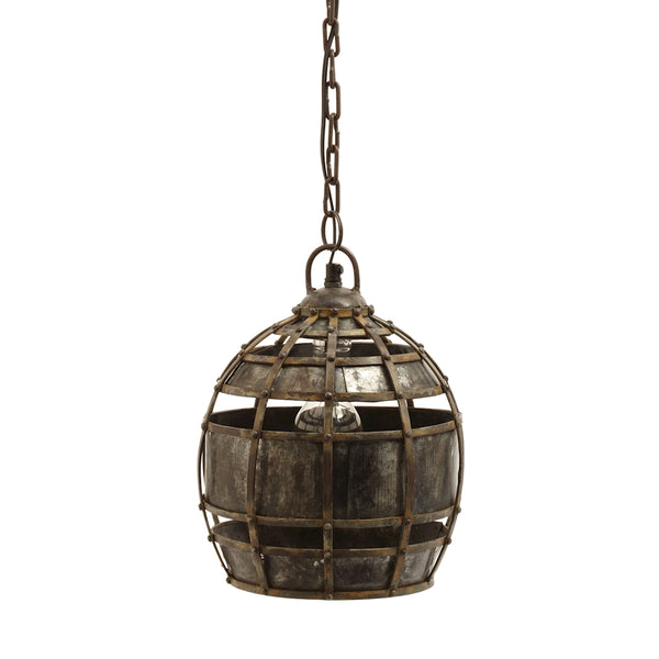 Round Fortress 1 Light Pendant In Distressed Silver