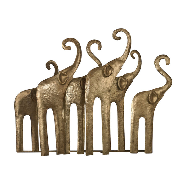 Elephant Herd In Gold Leaf - Min 2