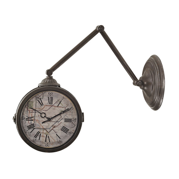 Double Sided Wall Clock With Map Of New York Subway