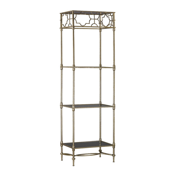 Metal Frame Shelving Rack In Pale Gold