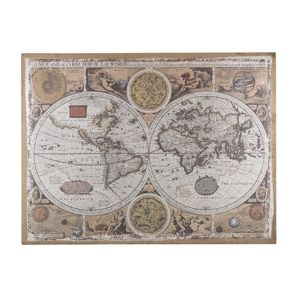 Antique Style World Map Wall Art