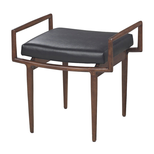 Mid-Century Bench In Dark Cherry And Black